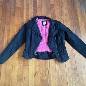 Candie's Vintage  Black Bomber Jacket with Pink Lining